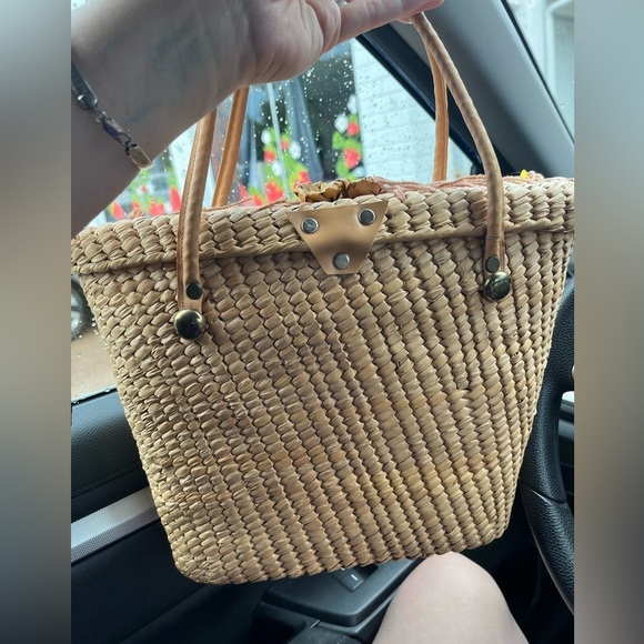 Vintage Beige and Brown Floral Tote - Picture 5 of 8